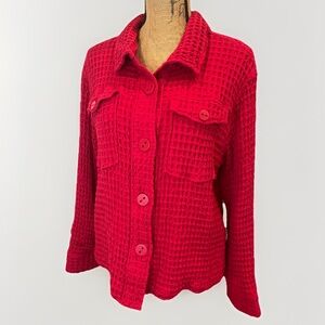 Habitat Cotton Waffle Knit Shirt Jacket Shacket Button Down Size Medium